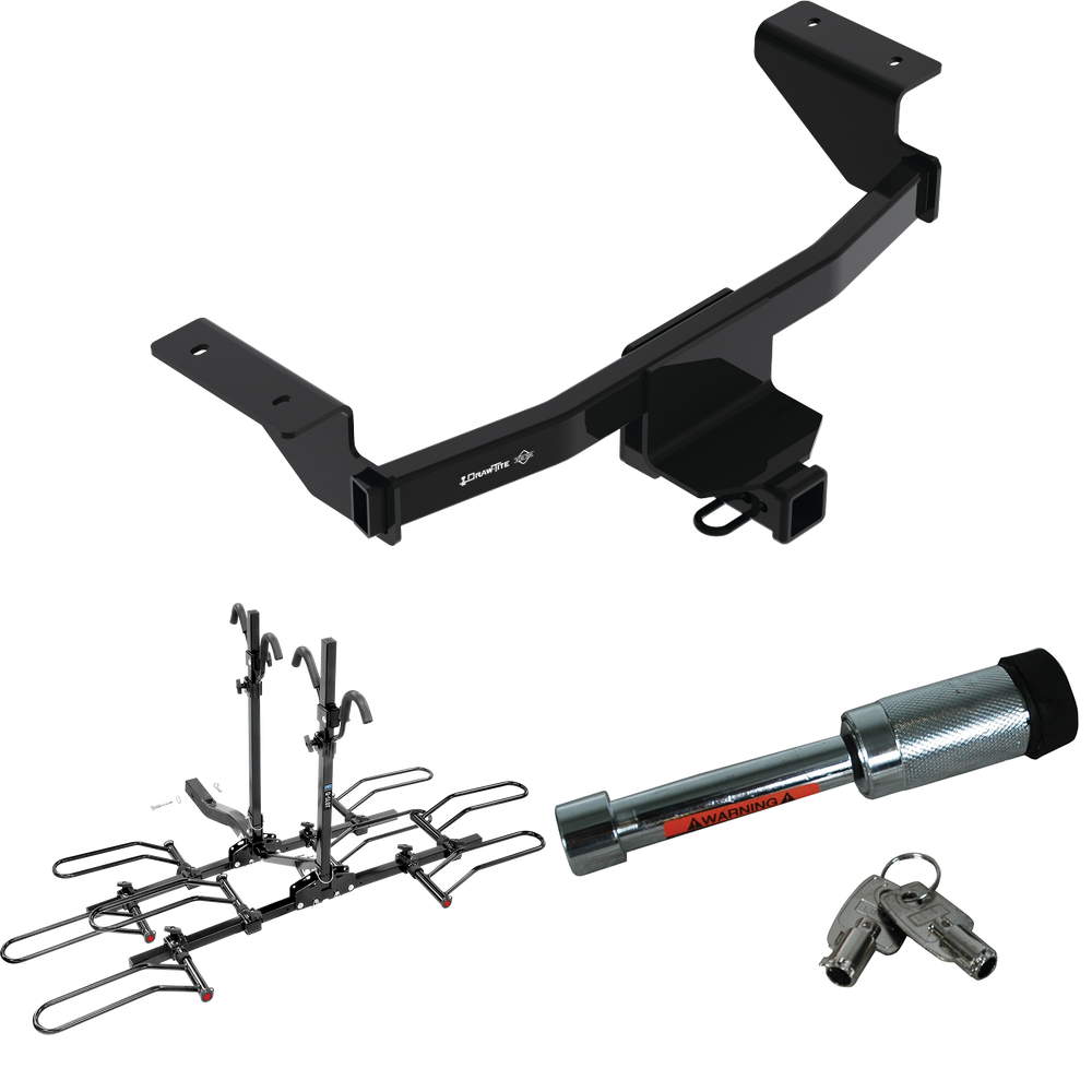 Se adapta al paquete de enganche de remolque Ford Mustang Mach-E 2021-2023 con portaequipajes estilo plataforma para 4 bicicletas + bloqueo de enganche de Draw-Tite