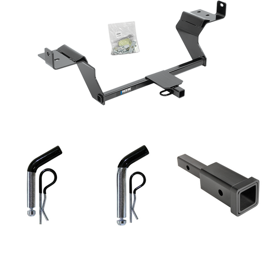 Fits 2015-2023 Ford Mustang Trailer Hitch Tow PKG w/ Hitch Adapter 1-1/4" to 2" Receiver + 1/2" Pin & Clip + 5/8" Pin & Clip By Reese Towpower