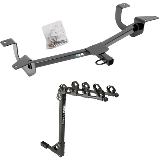 Fits 2014-2019 Ford Fiesta Trailer Hitch Tow PKG w/ 4 Bike Carrier Rack (For Sedan Models) By Reese Towpower