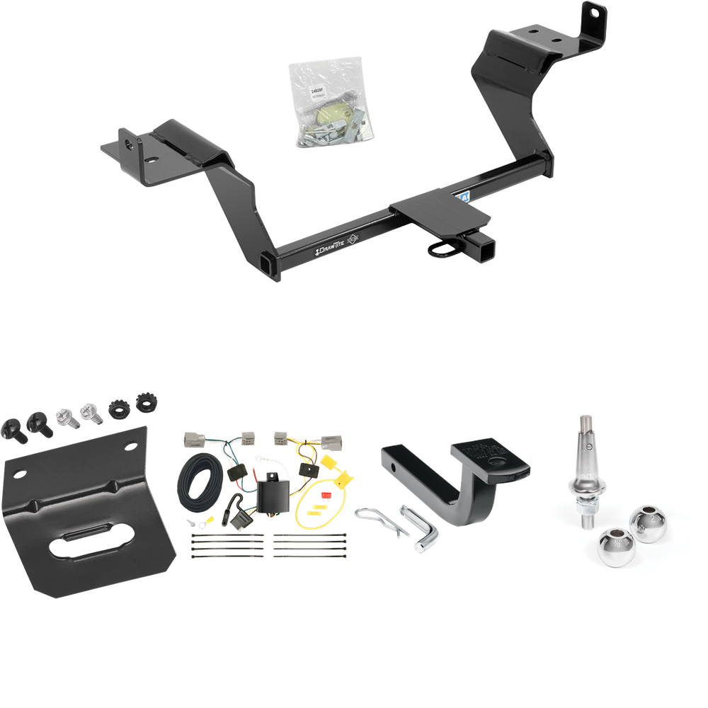 Fits 2015-2023 Ford Mustang Trailer Hitch Tow PKG w/ 4-Flat Wiring Harness + Draw-Bar + Interchangeable 1-7/8" & 2" Balls + Wiring Bracket By Draw-Tite