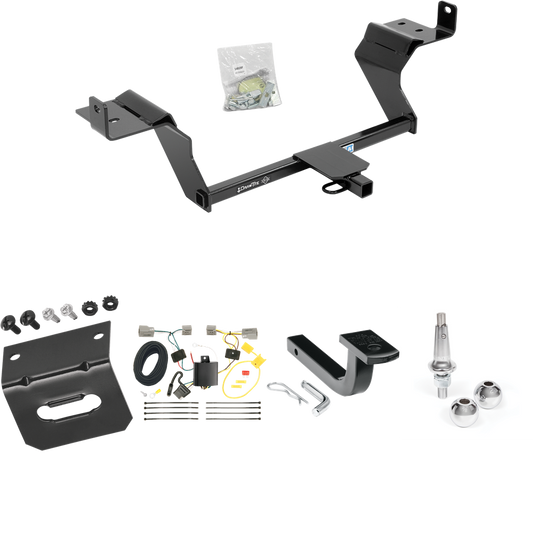 Fits 2015-2023 Ford Mustang Trailer Hitch Tow PKG w/ 4-Flat Wiring Harness + Draw-Bar + Interchangeable 1-7/8" & 2" Balls + Wiring Bracket By Draw-Tite