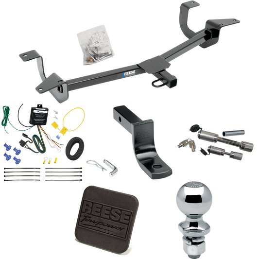 Fits 2014-2019 Ford Fiesta Trailer Hitch Tow PKG w/ 4-Flat Wiring Harness + Draw-Bar + 2" Ball + Hitch Cover + Dual Hitch & Coupler Locks (For Sedan Models) By Reese Towpower