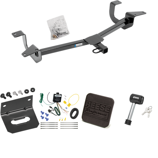 Fits 2014-2019 Ford Fiesta Trailer Hitch Tow PKG w/ 4-Flat Wiring Harness + Hitch Cover + Hitch Lock (For Sedan Models) By Reese Towpower