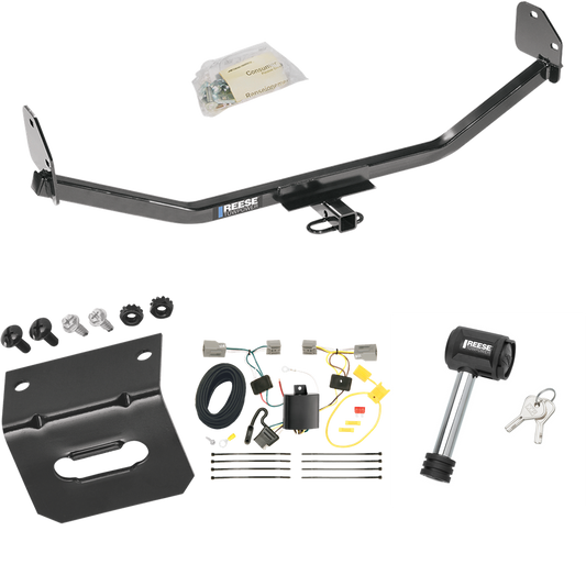 Fits 2011-2014 Ford Mustang Trailer Hitch Tow PKG w/ 4-Flat Wiring Harness + Wiring Bracket + Hitch Lock (For w/V8 Engine Models) By Reese Towpower