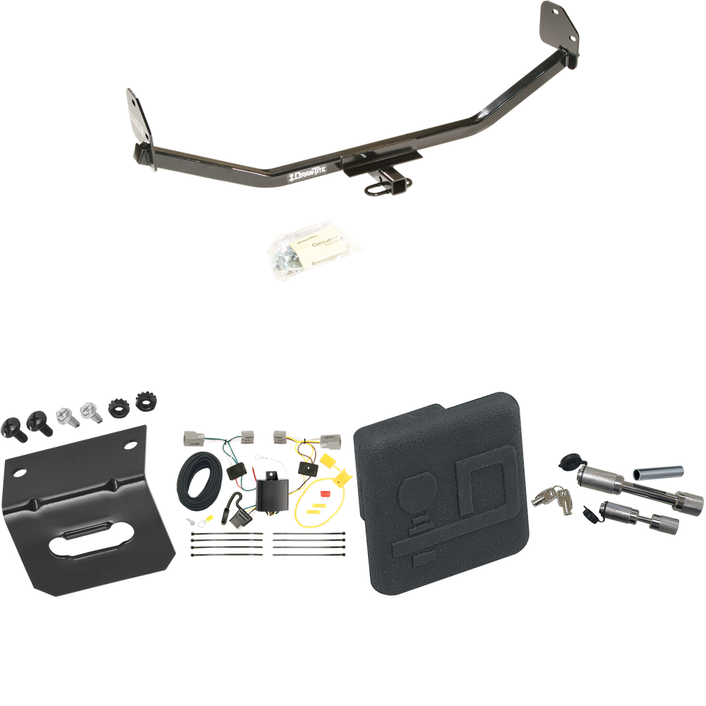 Se adapta al paquete de remolque con enganche para remolque Ford Mustang 2011-2014 con arnés de cableado plano de 4 + cubierta de enganche + enganche doble y cerraduras de acoplador (para modelos con motor V6) de Draw-Tite