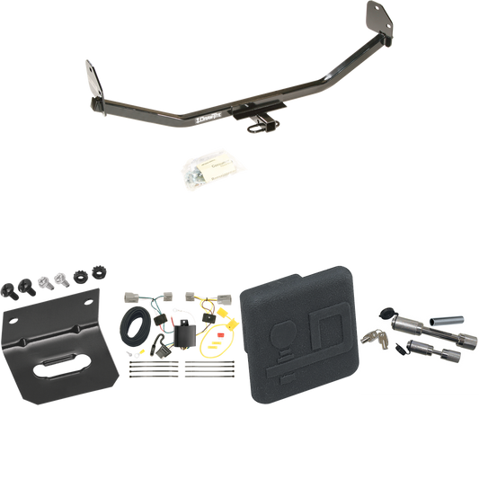 Se adapta al paquete de remolque con enganche para remolque Ford Mustang 2011-2014 con arnés de cableado plano de 4 + cubierta de enganche + enganche doble y cerraduras de acoplador (para modelos con motor V6) de Draw-Tite