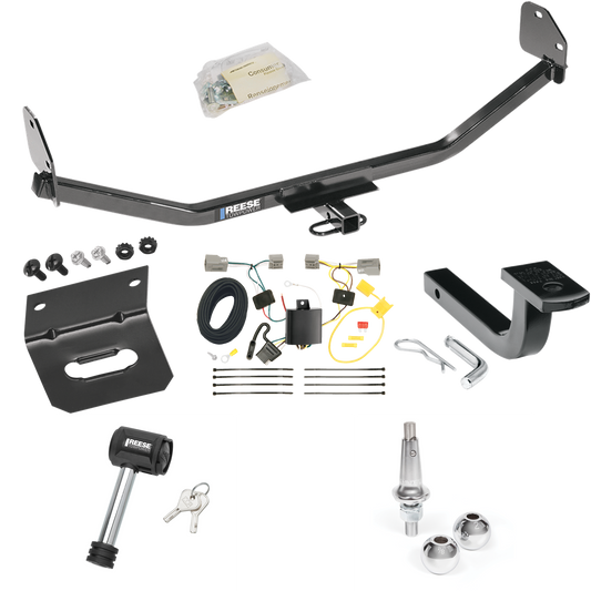 Fits 2011-2014 Ford Mustang Trailer Hitch Tow PKG w/ 4-Flat Wiring Harness + Draw-Bar + Interchangeable 1-7/8" & 2" Balls + Wiring Bracket + Hitch Lock (For w/V8 Engine Models) By Reese Towpower