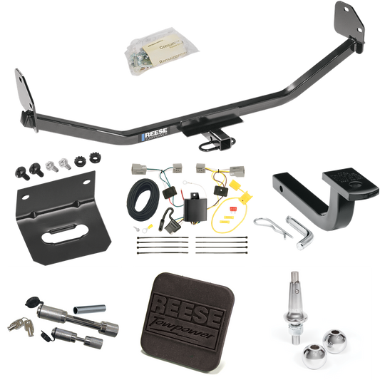 Fits 2011-2014 Ford Mustang Trailer Hitch Tow PKG w/ 4-Flat Wiring Harness + Draw-Bar + Interchangeable 1-7/8" & 2" Balls + Wiring Bracket + Hitch Cover + Dual Hitch & Coupler Locks (For w/V8 Engine Models) By Reese Towpower