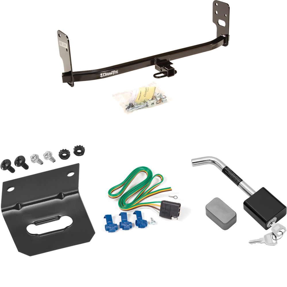 Fits 2005-2009 Ford Mustang Trailer Hitch Tow PKG w/ 4-Flat Wiring Harness + Wiring Bracket + Hitch Lock (Excludes: GT/CS (California Special)/Shelby GT/GT500 Models) By Draw-Tite