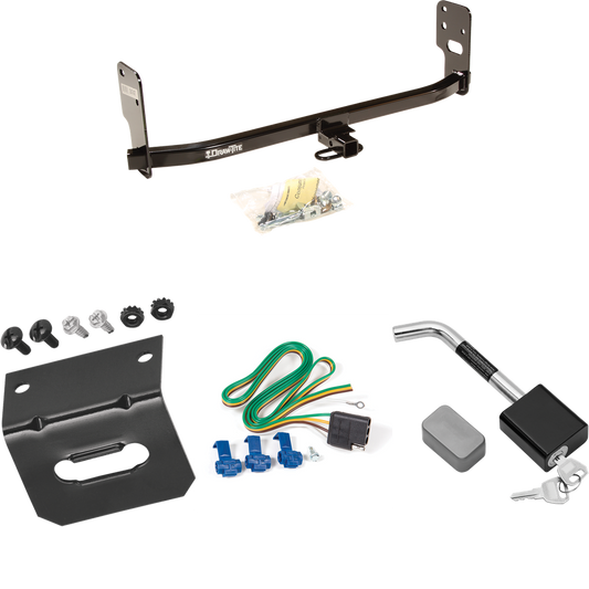 Fits 2005-2009 Ford Mustang Trailer Hitch Tow PKG w/ 4-Flat Wiring Harness + Wiring Bracket + Hitch Lock (Excludes: GT/CS (California Special)/Shelby GT/GT500 Models) By Draw-Tite