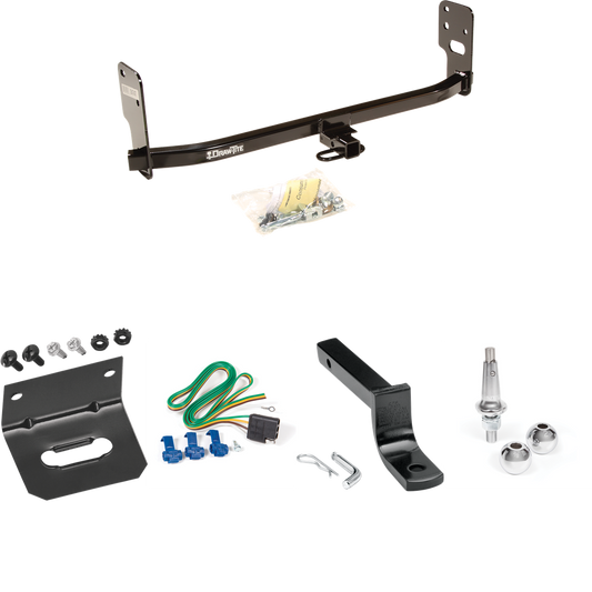 Fits 2005-2009 Ford Mustang Trailer Hitch Tow PKG w/ 4-Flat Wiring Harness + Draw-Bar + Interchangeable 1-7/8" & 2" Balls + Wiring Bracket (Excludes: GT/CS (California Special)/Shelby GT/GT500 Models) By Draw-Tite