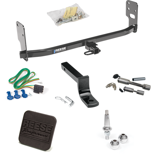 Fits 2005-2009 Ford Mustang Trailer Hitch Tow PKG w/ 4-Flat Wiring Harness + Draw-Bar + Interchangeable 1-7/8" & 2" Balls + Hitch Cover + Dual Hitch & Coupler Locks (Excludes: GT/CS (California Special)/Shelby GT/GT500 Models) By Reese Towpower