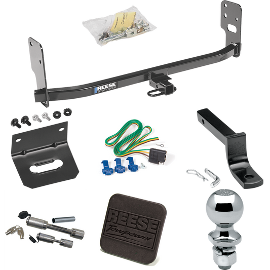 Fits 2005-2009 Ford Mustang Trailer Hitch Tow PKG w/ 4-Flat Wiring Harness + Draw-Bar + 2" Ball + Wiring Bracket + Hitch Cover + Dual Hitch & Coupler Locks (Excludes: GT/CS (California Special)/Shelby GT/GT500 Models) By Reese Towpower