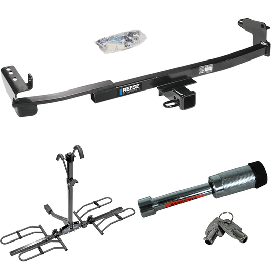 Fits 2008-2009 Mercury Sable Trailer Hitch Tow PKG w/ 2 Bike Plaform Style Carrier Rack + Hitch Lock (For Sedan Models) By Reese Towpower