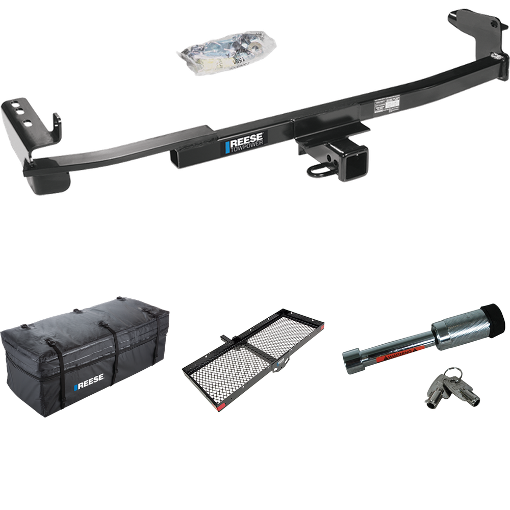 Fits 2005-2007 Mercury Montego Trailer Hitch Tow PKG w/ 48" x 20" Cargo Carrier + Cargo Bag + Hitch Lock By Reese Towpower