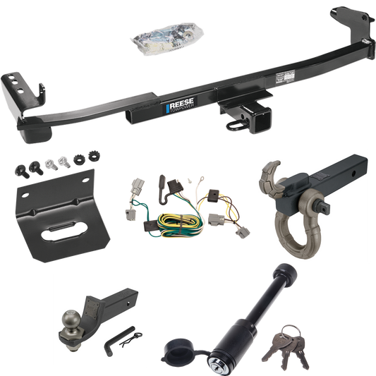 Fits 2005-2007 Ford Five Hundred Trailer Hitch Tow PKG w/ 4-Flat Wiring + Interlock Tactical Starter Kit w/ 2" Drop & 2" Ball + Tactical Hook & Shackle Mount + Tactical Dogbone Lock + Wiring Bracket By Reese Towpower