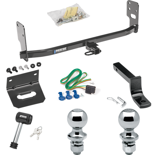 Fits 2005-2009 Ford Mustang Trailer Hitch Tow PKG w/ 4-Flat Wiring Harness + Draw-Bar + 1-7/8" + 2" Ball + Wiring Bracket + Hitch Lock (Excludes: GT/CS (California Special)/Shelby GT/GT500 Models) By Reese Towpower