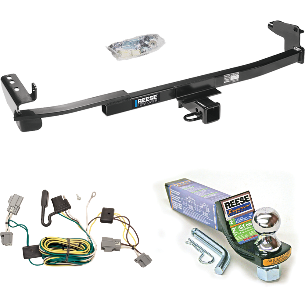 Fits 2005-2007 Ford Freestyle Trailer Hitch Tow PKG w/ 4-Flat Wiring + Starter Kit Ball Mount w/ 2" Drop & 1-7/8" Ball By Reese Towpower