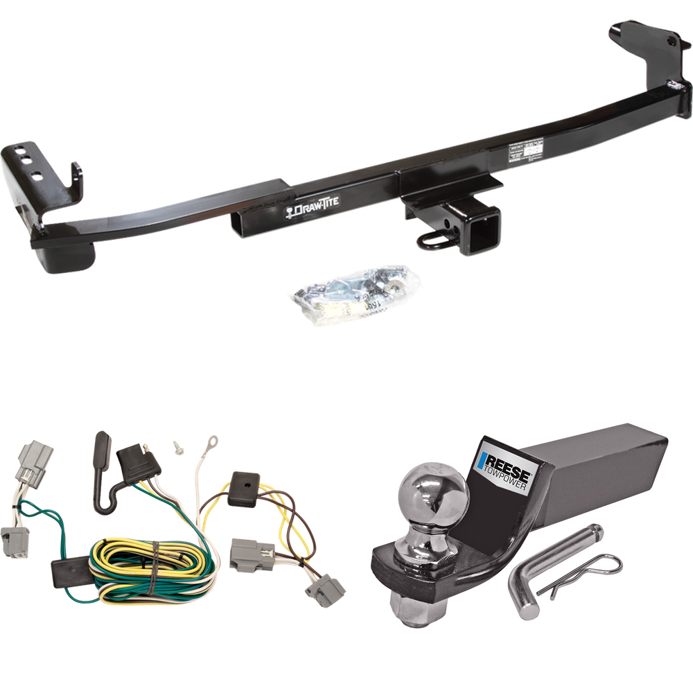 Fits 2005-2007 Ford Freestyle Trailer Hitch Tow PKG w/ 4-Flat Wiring + Starter Kit Ball Mount w/ 2" Drop & 2" Ball By Draw-Tite