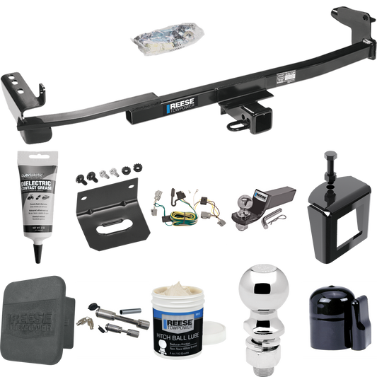 Fits 2005-2007 Ford Freestyle Trailer Hitch Tow PKG w/ 4-Flat Wiring + Starter Kit Ball Mount w/ 2" Drop & 2" Ball + 2-5/16" Ball + Wiring Bracket + Dual Hitch & Coupler Locks + Hitch Cover + Wiring Tester + Ball Lube +Electric Grease + Ball Wrench +