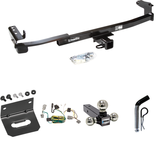 Fits 2005-2007 Ford Freestyle Trailer Hitch Tow PKG w/ 4-Flat Wiring Harness + Triple Ball Ball Mount 1-7/8" & 2" & 2-5/16" Trailer Balls + Pin/Clip + Wiring Bracket By Draw-Tite