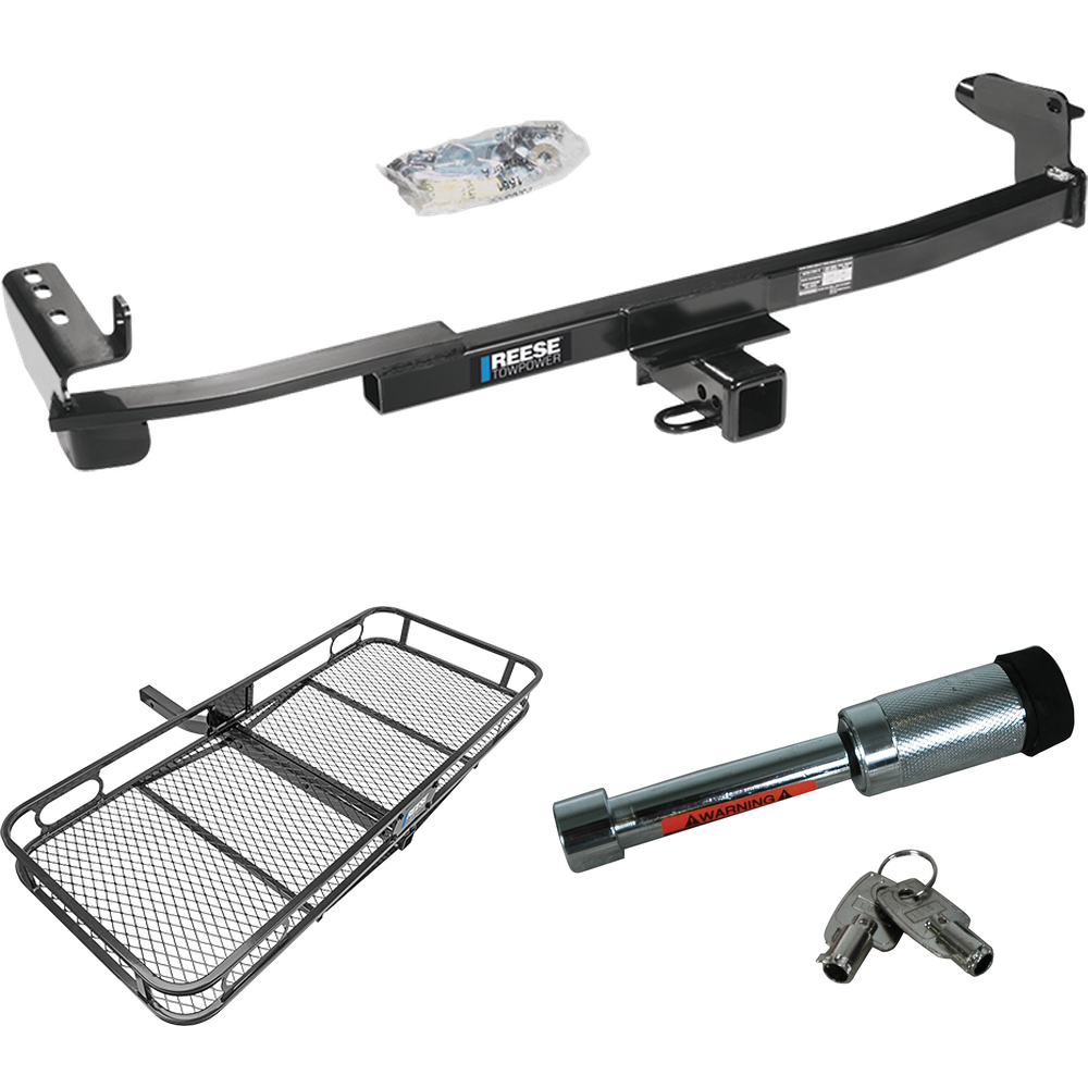 Fits 2008-2009 Ford Taurus X Trailer Hitch Tow PKG w/ 60" x 24" Cargo Carrier + Hitch Lock By Reese Towpower