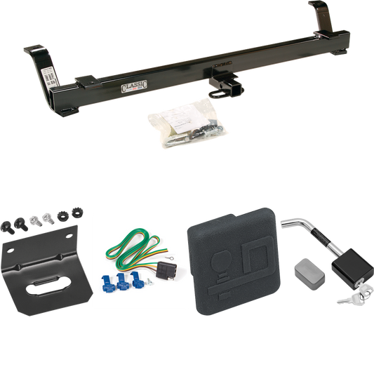 Fits 1999-2004 Ford Mustang Trailer Hitch Tow PKG w/ 4-Flat Wiring Harness + Hitch Cover + Hitch Lock (Excludes: Cobra SVT Models) By Draw-Tite