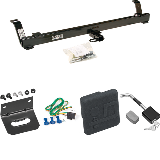 Fits 1994-1998 Ford Mustang Trailer Hitch Tow PKG w/ 4-Flat Wiring Harness + Hitch Cover + Hitch Lock By Draw-Tite