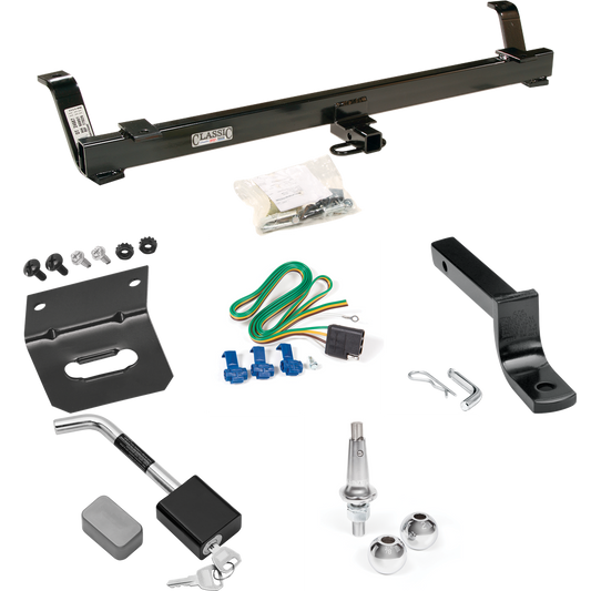 Fits 1994-1998 Ford Mustang Trailer Hitch Tow PKG w/ 4-Flat Wiring Harness + Draw-Bar + Interchangeable 1-7/8" & 2" Balls + Wiring Bracket + Hitch Lock By Draw-Tite