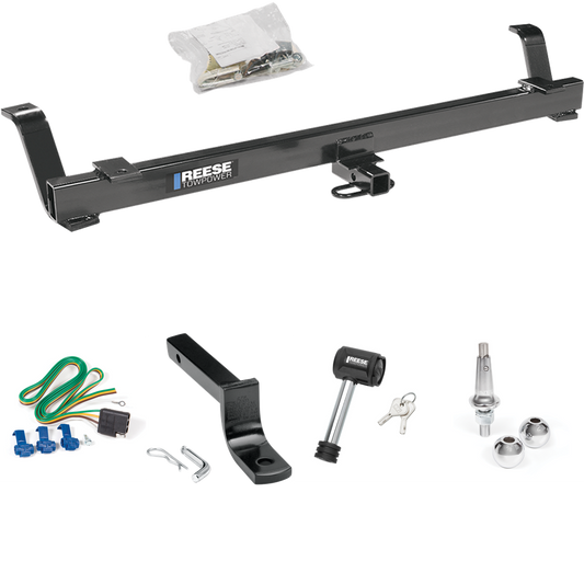 Fits 1994-1998 Ford Mustang Trailer Hitch Tow PKG w/ 4-Flat Wiring Harness + Draw-Bar + Interchangeable 1-7/8" & 2" Balls + Hitch Lock By Reese Towpower