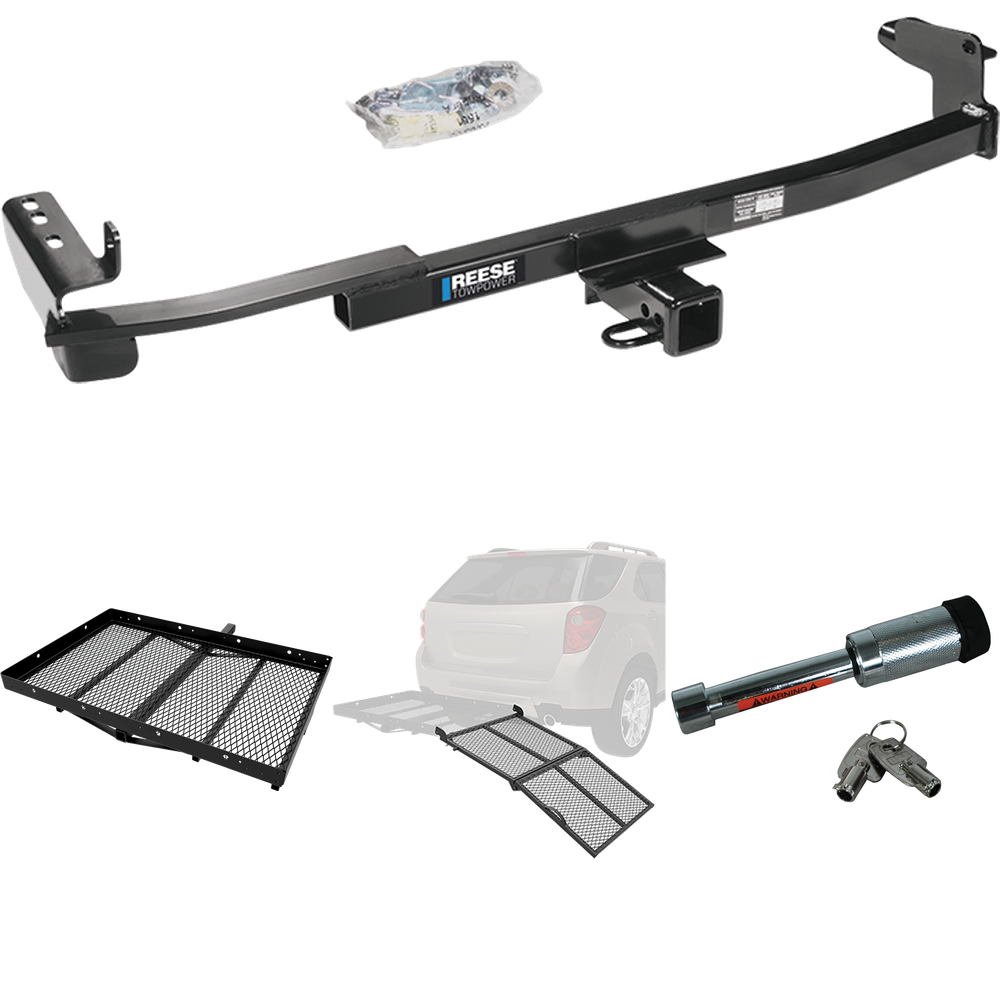 Fits 2008-2009 Mercury Sable Trailer Hitch Tow PKG w/ Cargo Carrier + Bi-Fold Ramp + Hitch Lock (For Sedan Models) By Reese Towpower