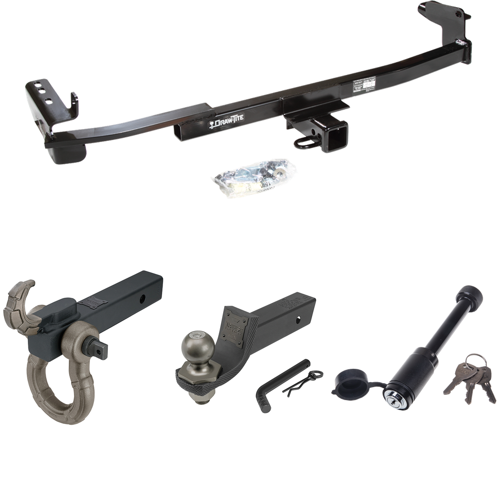 Fits 2008-2009 Mercury Sable Trailer Hitch Tow PKG + Interlock Tactical Starter Kit w/ 2" Drop & 2" Ball + Tactical Hook & Shackle Mount + Tactical Dogbone Lock (For Sedan Models) By Draw-Tite