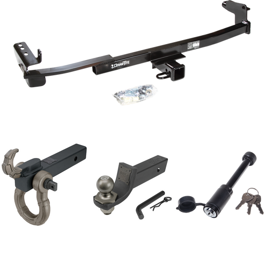 Fits 2008-2009 Mercury Sable Trailer Hitch Tow PKG + Interlock Tactical Starter Kit w/ 2" Drop & 2" Ball + Tactical Hook & Shackle Mount + Tactical Dogbone Lock (For Sedan Models) By Draw-Tite