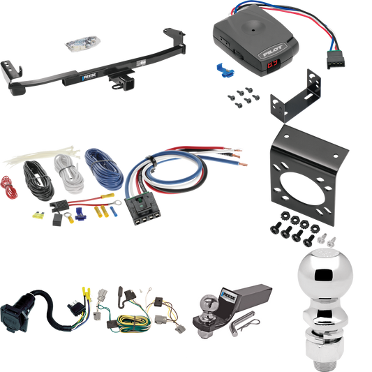 Fits 2005-2007 Ford Freestyle Trailer Hitch Tow PKG w/ Pro Series Pilot Brake Control + Generic BC Wiring Adapter + 7-Way RV Wiring + 2" & 2-5/16" Ball & Drop Mount By Reese Towpower