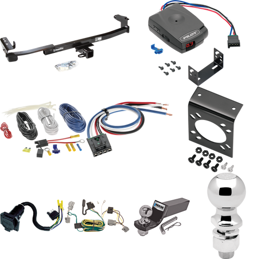 Se adapta al paquete de enganche de remolque Ford Five Hundred 2005-2007 con control de freno piloto serie Pro + adaptador de cableado BC genérico + cableado RV de 7 vías + soporte de bola y caída de 2" y 2-5/16" de Draw-Tite