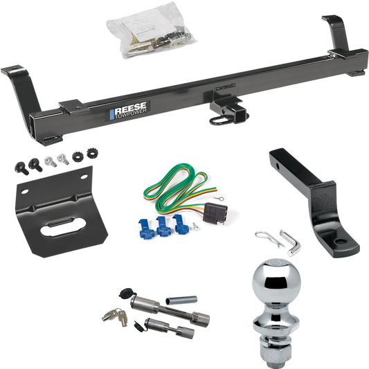 Se adapta al paquete de remolque con enganche para remolque Ford Mustang 1994-1998 con arnés de cableado de 4 planos + barra de tracción + bola de 1-7/8" + soporte de cableado + enganche doble y cerraduras de acoplador de Reese Towpower