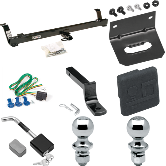 Fits 1999-2004 Ford Mustang Trailer Hitch Tow PKG w/ 4-Flat Wiring Harness + Draw-Bar + 1-7/8" + 2" Ball + Wiring Bracket + Hitch Cover + Hitch Lock (Excludes: Cobra SVT Models) By Draw-Tite