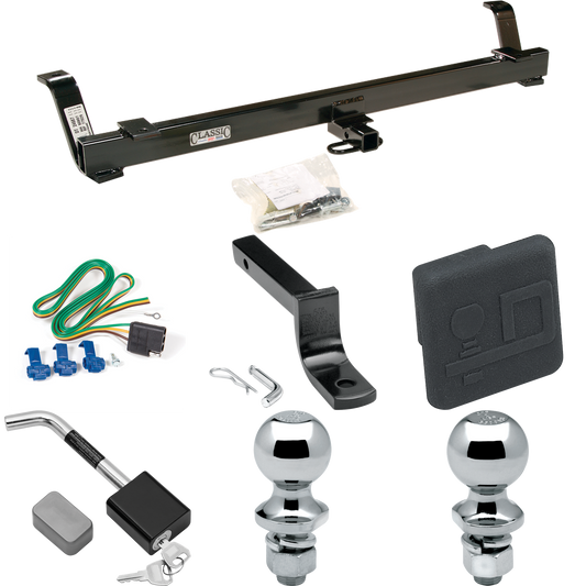 Fits 1999-2004 Ford Mustang Trailer Hitch Tow PKG w/ 4-Flat Wiring Harness + Draw-Bar + 1-7/8" + 2" Ball + Hitch Cover + Hitch Lock (Excludes: Cobra SVT Models) By Draw-Tite