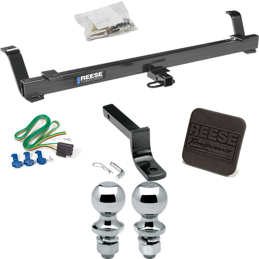 Fits 1994-1998 Ford Mustang Trailer Hitch Tow PKG w/ 4-Flat Wiring Harness + Draw-Bar + 1-7/8" + 2" Ball + Hitch Cover By Reese Towpower