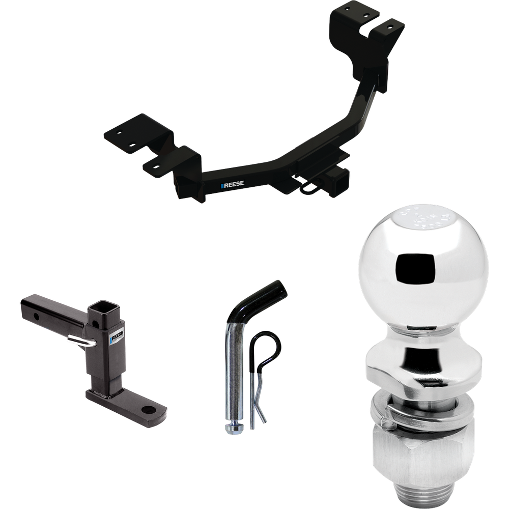 Fits 2022-2023 Ford Maverick Trailer Hitch Tow PKG w/ Adjustable Drop Rise Ball Mount + Pin/Clip + 2" Ball By Reese Towpower