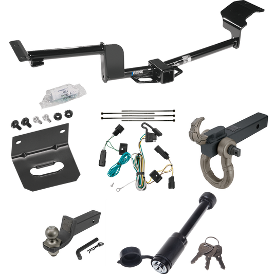 Fits 2009-2019 Ford Flex Trailer Hitch Tow PKG w/ 4-Flat Wiring + Interlock Tactical Starter Kit w/ 2" Drop & 2" Ball + Tactical Hook & Shackle Mount + Tactical Dogbone Lock + Wiring Bracket By Reese Towpower