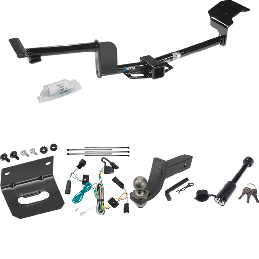 Fits 2009-2019 Ford Flex Trailer Hitch Tow PKG w/ 4-Flat Wiring + Interlock Tactical Starter Kit w/ 3-1/4" Drop & 2" Ball + Tactical Dogbone Lock + Wiring Bracket By Reese Towpower