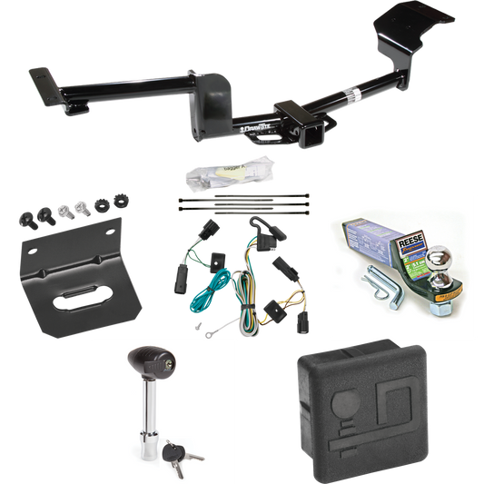 Fits 2009-2019 Ford Flex Trailer Hitch Tow PKG w/ 4-Flat Wiring + Starter Kit Ball Mount w/ 2" Drop & 1-7/8" Ball + Wiring Bracket + Hitch Lock + Hitch Cover By Draw-Tite