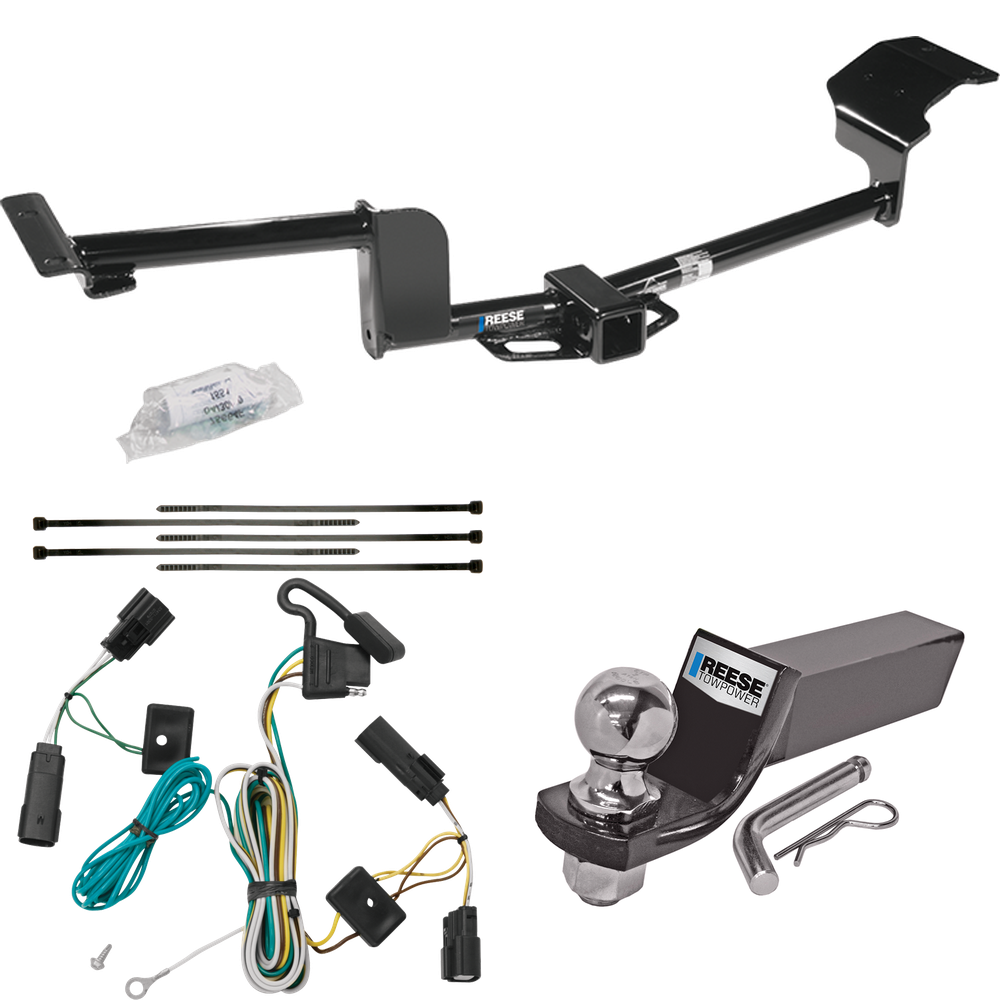 Fits 2009-2019 Ford Flex Trailer Hitch Tow PKG w/ 4-Flat Wiring + Starter Kit Ball Mount w/ 2" Drop & 2" Ball By Reese Towpower