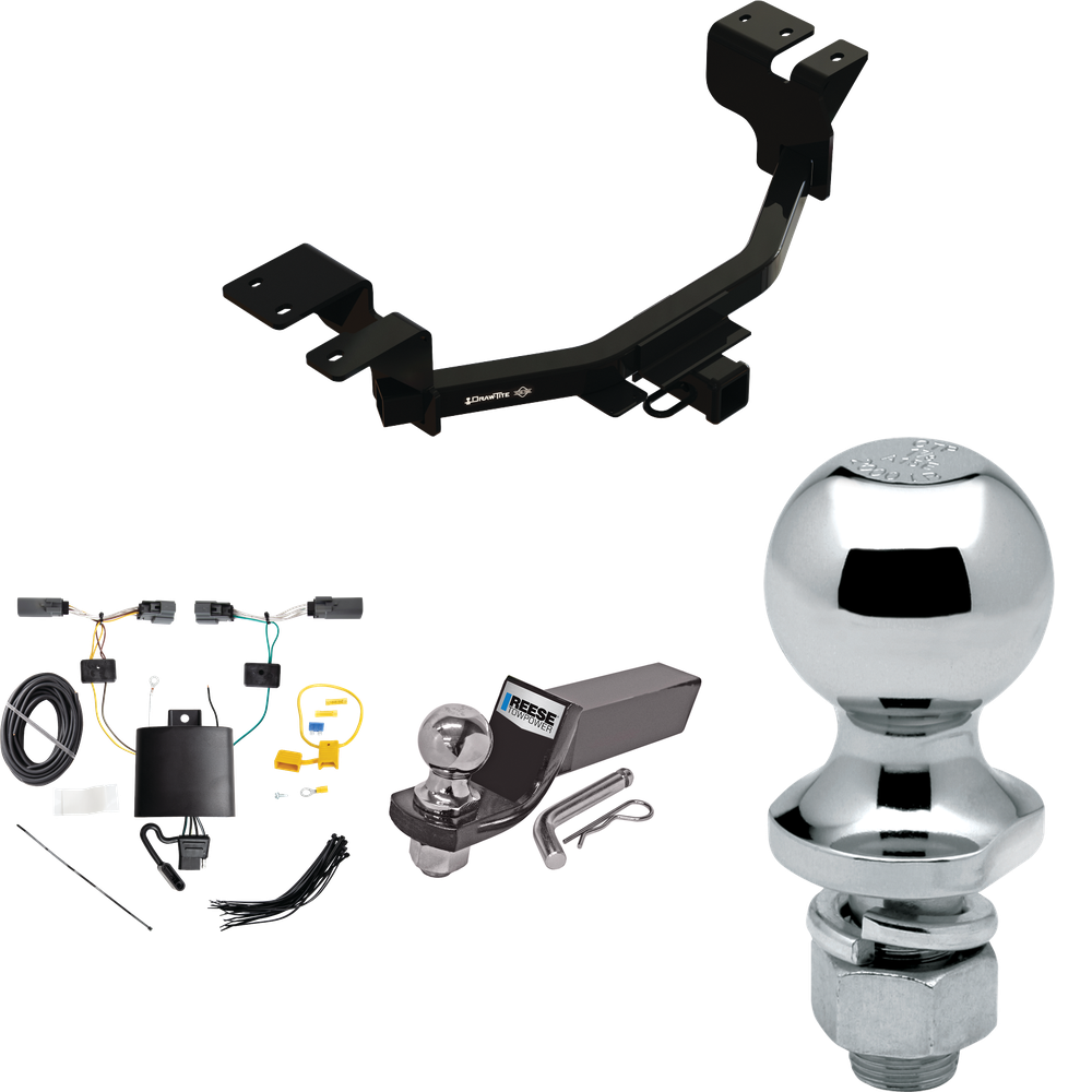 Fits 2022-2023 Ford Maverick Trailer Hitch Tow PKG w/ 4-Flat Wiring + Starter Kit Ball Mount w/ 2" Drop & 2" Ball + 1-7/8" Ball By Draw-Tite