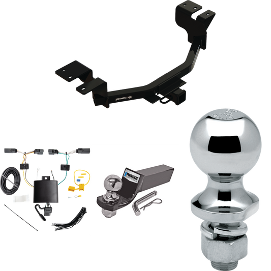 Fits 2022-2023 Ford Maverick Trailer Hitch Tow PKG w/ 4-Flat Wiring + Starter Kit Ball Mount w/ 2" Drop & 2" Ball + 1-7/8" Ball By Draw-Tite