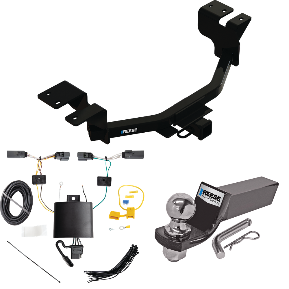 Fits 2022-2023 Ford Maverick Trailer Hitch Tow PKG w/ 4-Flat Wiring + Starter Kit Ball Mount w/ 2" Drop & 2" Ball By Reese Towpower