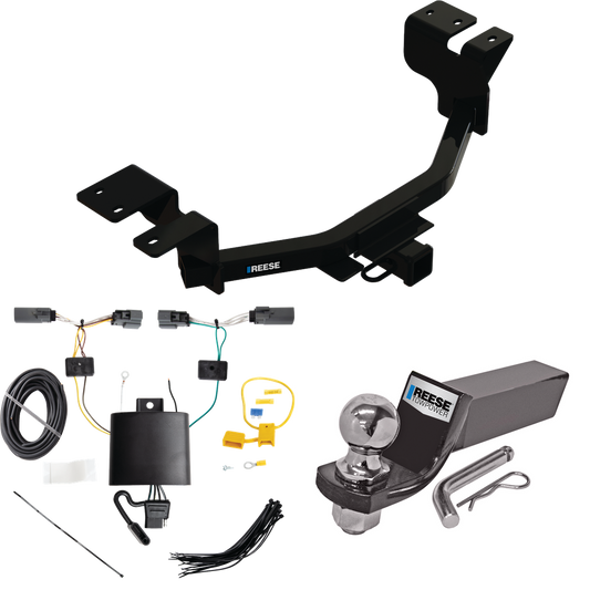 Fits 2022-2023 Ford Maverick Trailer Hitch Tow PKG w/ 4-Flat Wiring + Starter Kit Ball Mount w/ 2" Drop & 2" Ball By Reese Towpower