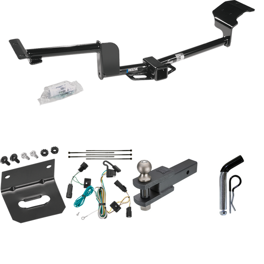 Fits 2009-2019 Ford Flex Trailer Hitch Tow PKG w/ 4-Flat Wiring Harness + Clevis Hitch Ball Mount w/ 2" Ball + Pin/Clip + Wiring Bracket By Reese Towpower