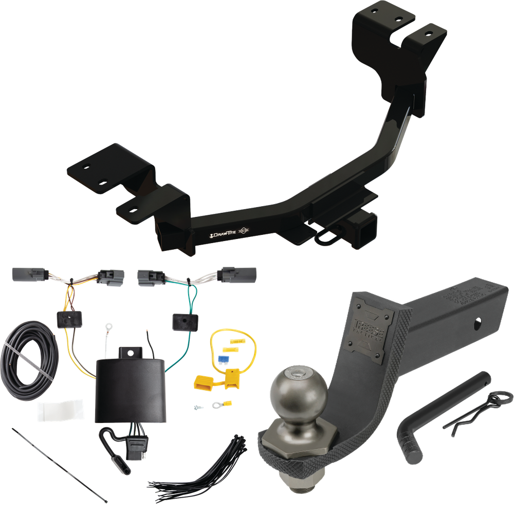 Fits 2022-2023 Ford Maverick Trailer Hitch Tow PKG w/ 4-Flat Wiring + Interlock Tactical Starter Kit w/ 3-1/4" Drop & 2" Ball By Draw-Tite